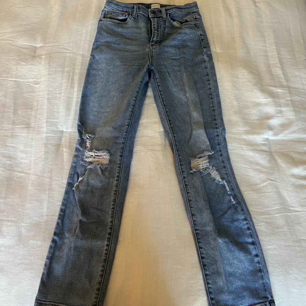 Straight Leg Ripped Jeans